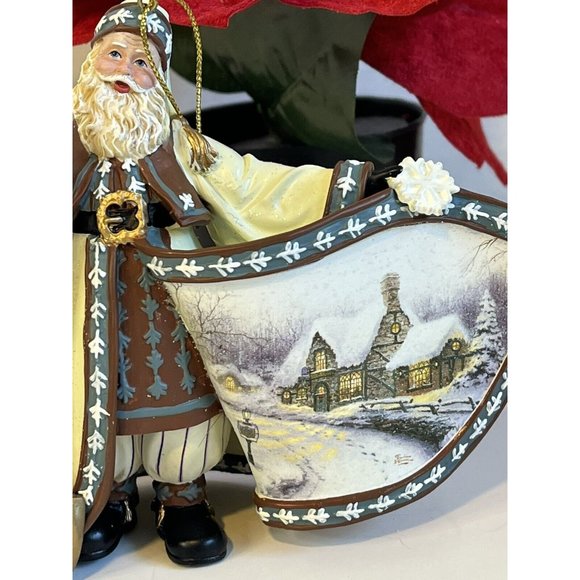 Ashton Drake THOMAS KINKADE Old World Santa Ornament WHITE CHRISTMAS DREAMS - Picture 2 of 8